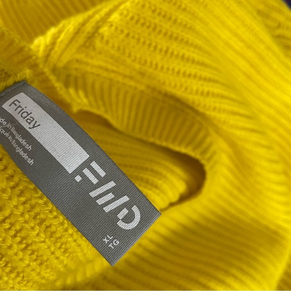 FWD Friday Tech Wool Oversize Crew Knit Sweater Highlighter Yellow Size XL - Picture 4 of 10